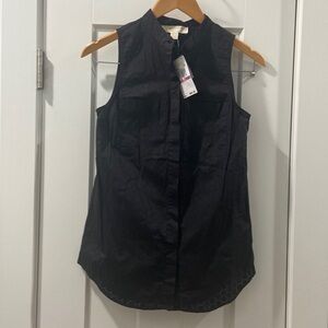 Black sleeveless button down with circle eyelets MICHAEL Michael Kors XXS NWT